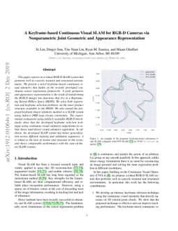 A Keyframe-based Continuous Visual SLAM for RGB-D Cameras via
  Nonparametric Joint Geometric and Appearance Representation