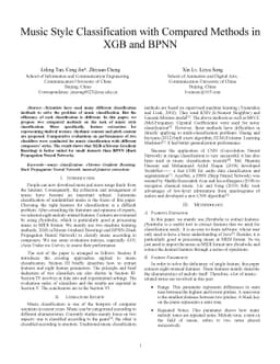 Music Style Classification with Compared Methods in XGB and BPNN