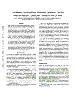 Less Is Better: Unweighted Data Subsampling via Influence Function