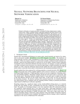 Neural Network Branching for Neural Network Verification