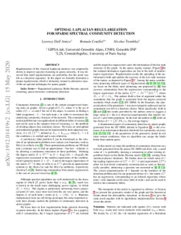 Optimal Laplacian regularization for sparse spectral community detection
