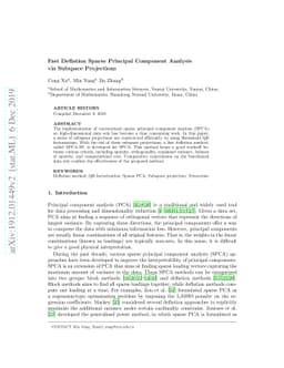 A Fast deflation Method for Sparse Principal Component Analysis via
  Subspace Projections