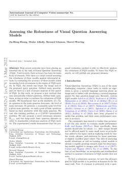 Assessing the Robustness of Visual Question Answering Models