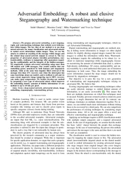 Adversarial Embedding: A robust and elusive Steganography and
  Watermarking technique