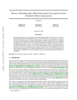 Policy Optimization Reinforcement Learning with Entropy Regularization