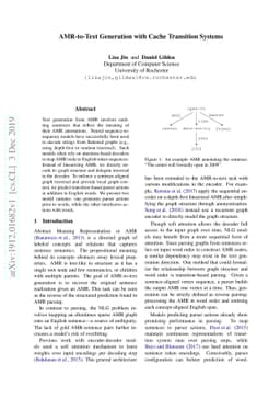 AMR-to-Text Generation with Cache Transition Systems