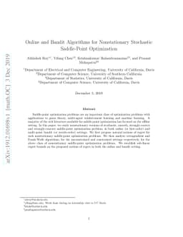 Online and Bandit Algorithms for Nonstationary Stochastic Saddle-Point
  Optimization