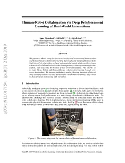 Human-Robot Collaboration via Deep Reinforcement Learning of Real-World
  Interactions