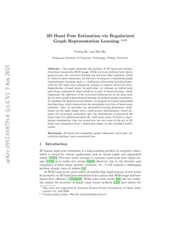 3D Hand Pose Estimation via Regularized Graph Representation Learning