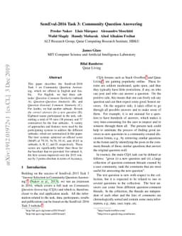 SemEval-2016 Task 3: Community Question Answering