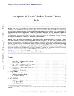 Asymptotics for Strassen's Optimal Transport Problem