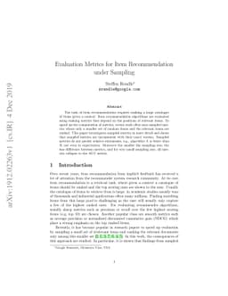 Evaluation Metrics for Item Recommendation under Sampling