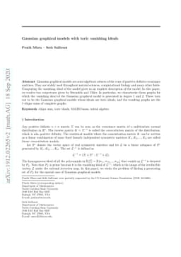 Gaussian graphical models with toric vanishing ideals