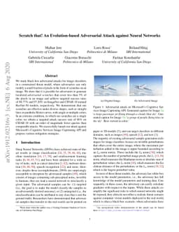 Scratch that! An Evolution-based Adversarial Attack against Neural
  Networks