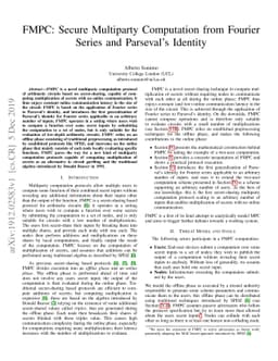 FMPC: Secure Multiparty Computation from Fourier Series and Parseval's
  Identity