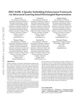 SEEF-ALDR: A Speaker Embedding Enhancement Framework via Adversarial
  Learning based Disentangled Representation