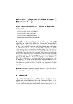 Blockchain Applications in Power Systems: A Bibliometric Analysis