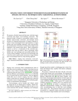 Singing Voice Conversion with Disentangled Representations of Singer and
  Vocal Technique Using Variational Autoencoders