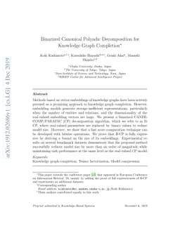 Binarized Canonical Polyadic Decomposition for Knowledge Graph
  Completion
