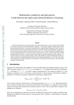 Rademacher complexity and spin glasses: A link between the replica and
  statistical theories of learning
