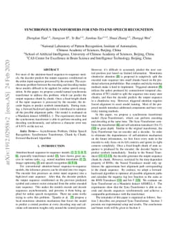 Synchronous Transformers for End-to-End Speech Recognition