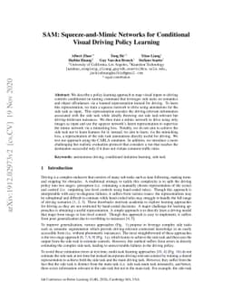 SAM: Squeeze-and-Mimic Networks for Conditional Visual Driving Policy
  Learning