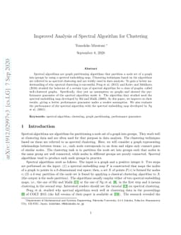 Improved Analysis of Spectral Algorithm for Clustering