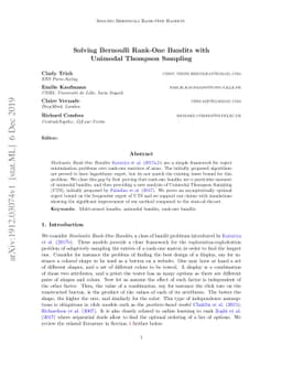 Solving Bernoulli Rank-One Bandits with Unimodal Thompson Sampling