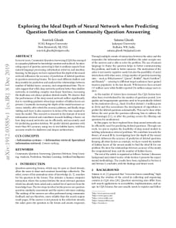 Exploring the Ideal Depth of Neural Network when Predicting Question
  Deletion on Community Question Answering