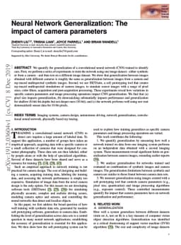 Neural Network Generalization: The impact of camera parameters
