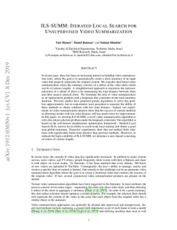 ILS-SUMM: Iterated Local Search for Unsupervised Video Summarization