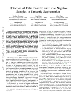 Detection of False Positive and False Negative Samples in Semantic
  Segmentation