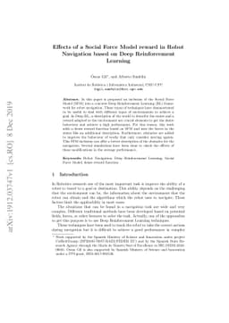 Effects of a Social Force Model reward in Robot Navigation based on Deep
  Reinforcement Learning