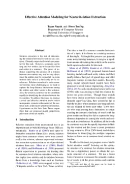 Effective Attention Modeling for Neural Relation Extraction