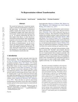 No Representation without Transformation