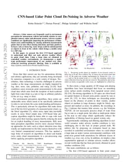 CNN-based Lidar Point Cloud De-Noising in Adverse Weather