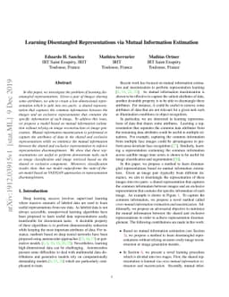 Learning Disentangled Representations via Mutual Information Estimation