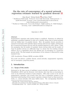 On the rate of convergence of a neural network regression estimate
  learned by gradient descent
