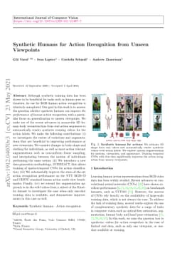 Synthetic Humans for Action Recognition from Unseen Viewpoints