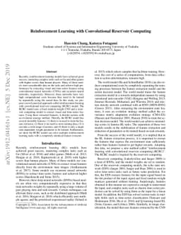 Reinforcement Learning with Convolutional Reservoir Computing