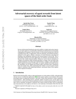 Adversarial recovery of agent rewards from latent spaces of the limit
  order book