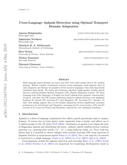Cross-Language Aphasia Detection using Optimal Transport Domain
  Adaptation