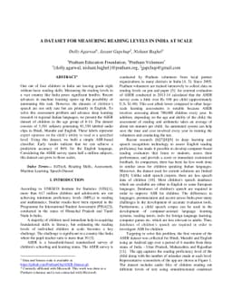 A Dataset for measuring reading levels in India at scale