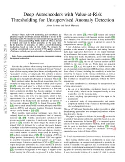 Deep Autoencoders with Value-at-Risk Thresholding for Unsupervised
  Anomaly Detection