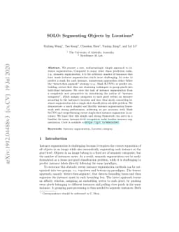 SOLO: Segmenting Objects by Locations