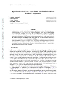 Byzantine Resilient Non-Convex SVRG with Distributed Batch Gradient
  Computations