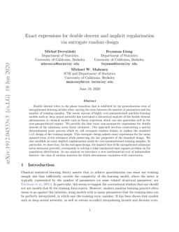 Exact expressions for double descent and implicit regularization via
  surrogate random design