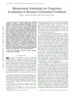Measurement Scheduling for Cooperative Localization in
  Resource-Constrained Conditions