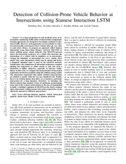 Detection of Collision-Prone Vehicle Behavior at Intersections using
  Siamese Interaction LSTM