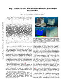Deep-Learning Assisted High-Resolution Binocular Stereo Depth
  Reconstruction